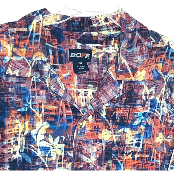 Asian Design BOFF Mens 2XL Short Sleeve Graphic Colorful Button Front Shirt - Picture 2 of 7